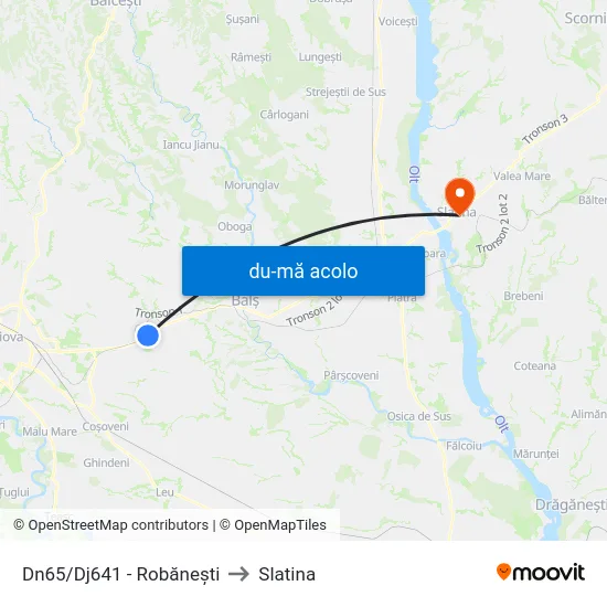 Harta de Dn65/Dj641 - Robănești către Slatina