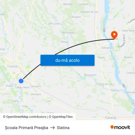 Harta de Școala Primară Preajba către Slatina