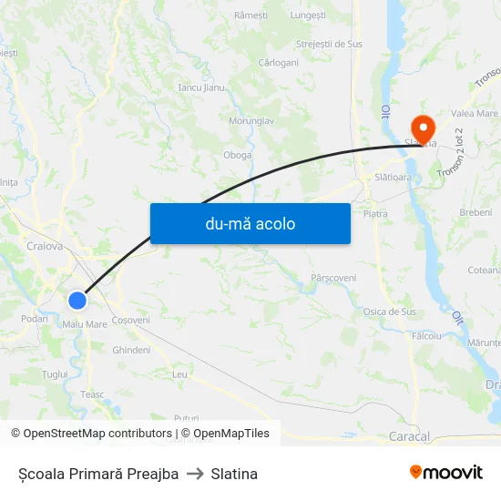 Harta de Școala Primară Preajba către Slatina