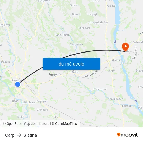 Harta de Carp către Slatina