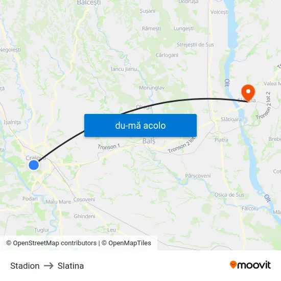 Harta de Stadion către Slatina