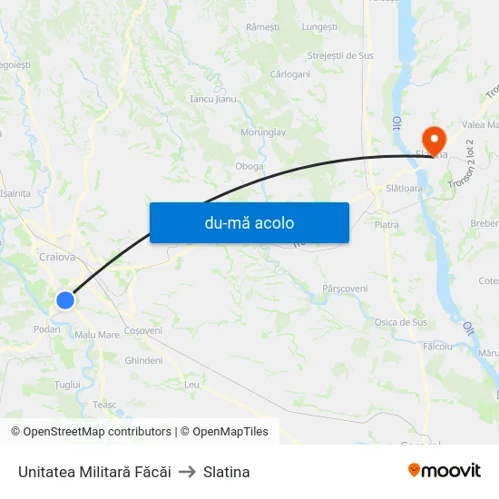 Harta de Unitatea Militară Făcăi către Slatina