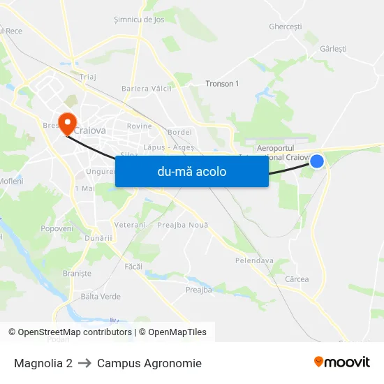 Harta de Magnolia 2 către Campus Agronomie