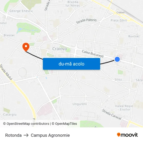 Harta de Rotonda către Campus Agronomie