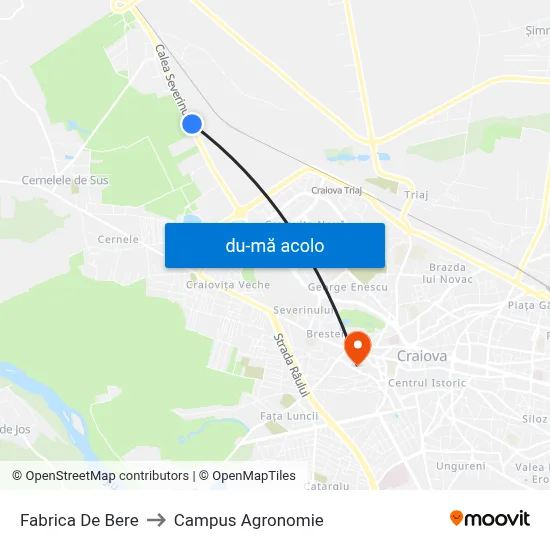 Harta de Fabrica De Bere către Campus Agronomie