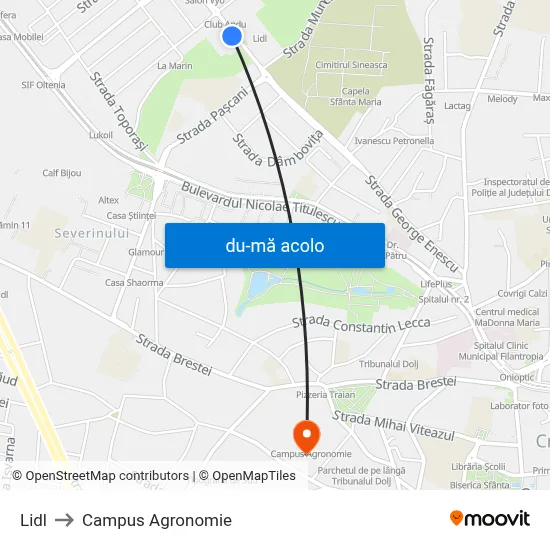 Harta de Lidl către Campus Agronomie