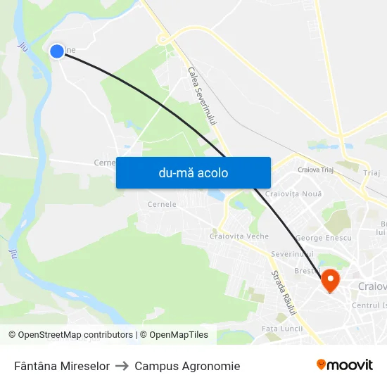 Harta de Fântâna Mireselor către Campus Agronomie