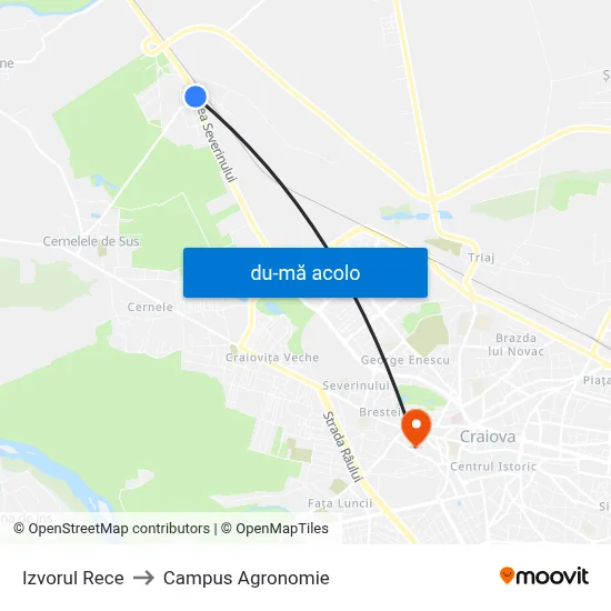 Harta de Izvorul Rece către Campus Agronomie