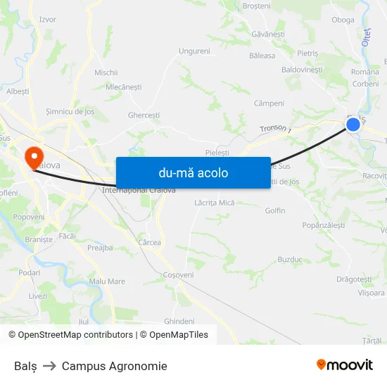 Harta de Balș către Campus Agronomie