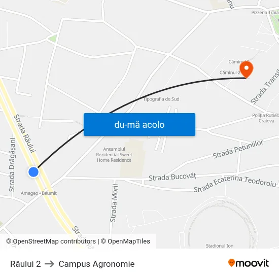 Harta de Râului 2 către Campus Agronomie