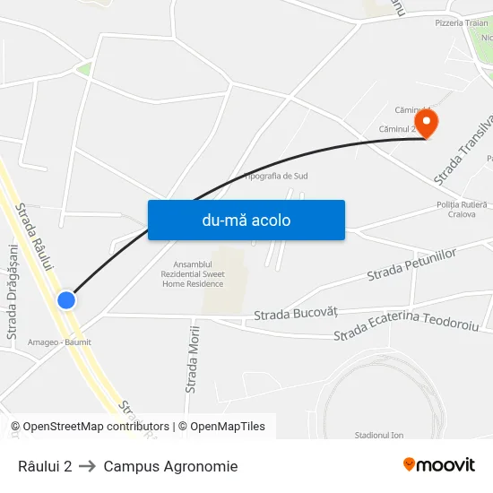 Harta de Râului 2 către Campus Agronomie