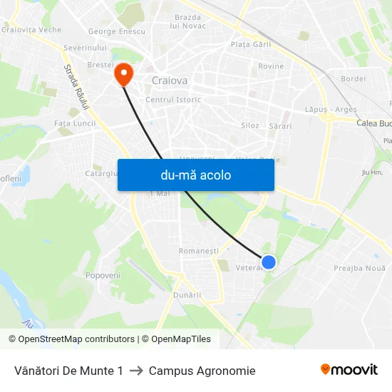 Harta de Vânători De Munte 1 către Campus Agronomie