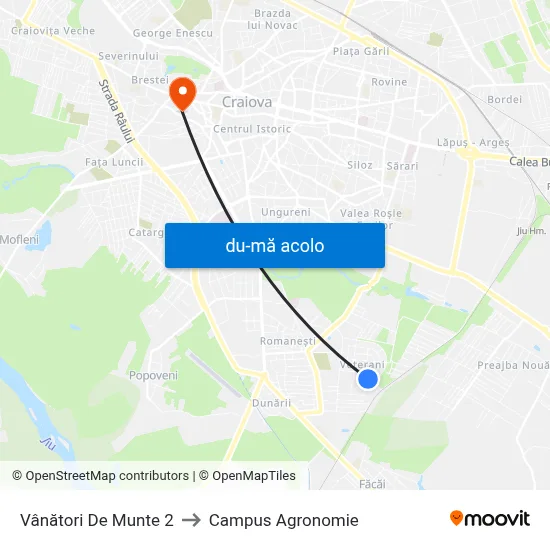 Harta de Vânători De Munte 2 către Campus Agronomie