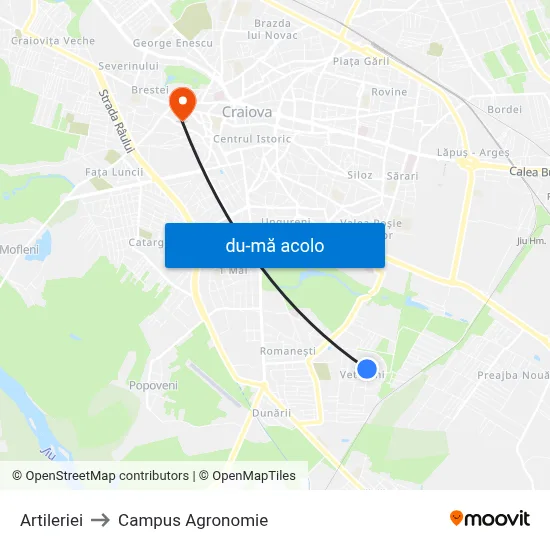 Harta de Artileriei către Campus Agronomie