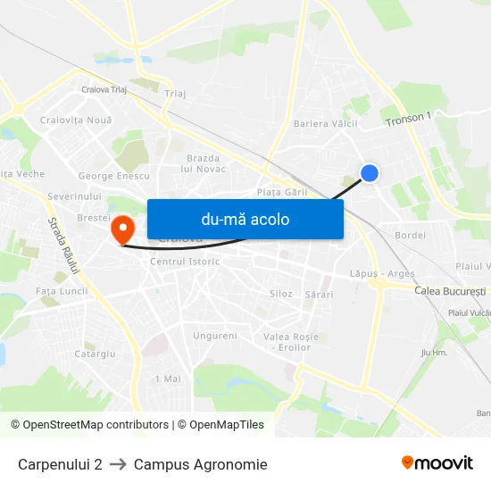 Harta de Carpenului 2 către Campus Agronomie