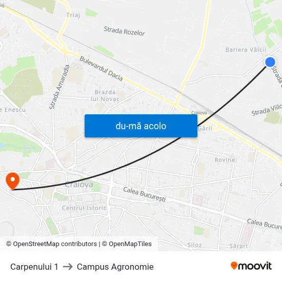 Harta de Carpenului 1 către Campus Agronomie