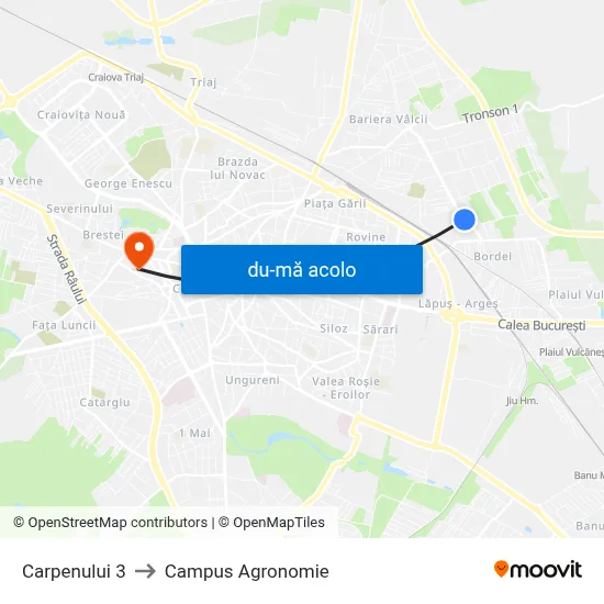 Harta de Carpenului 3 către Campus Agronomie