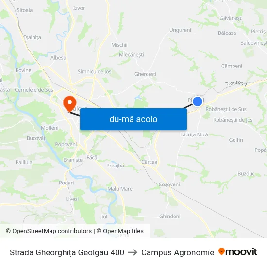 Harta de Strada Gheorghiță Geolgău 400 către Campus Agronomie