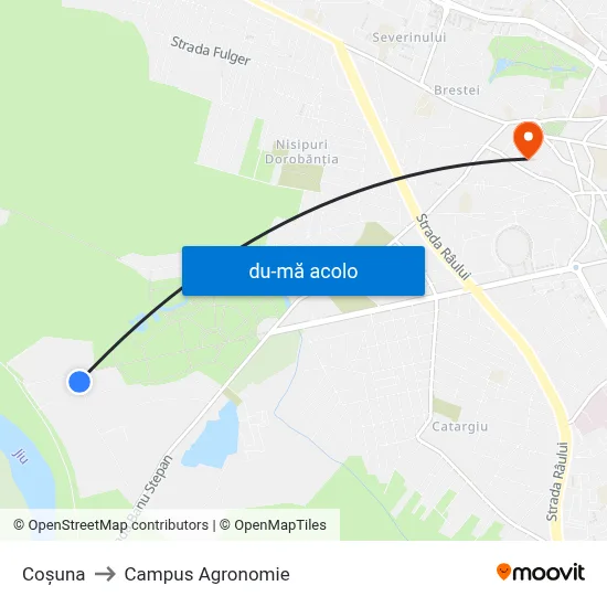 Harta de Coșuna către Campus Agronomie