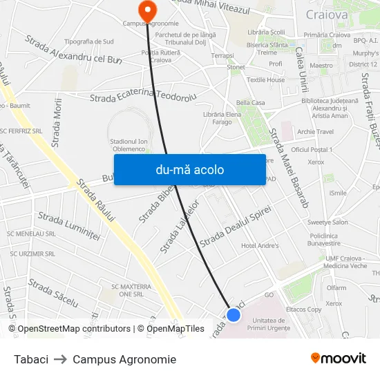 Harta de Tabaci către Campus Agronomie
