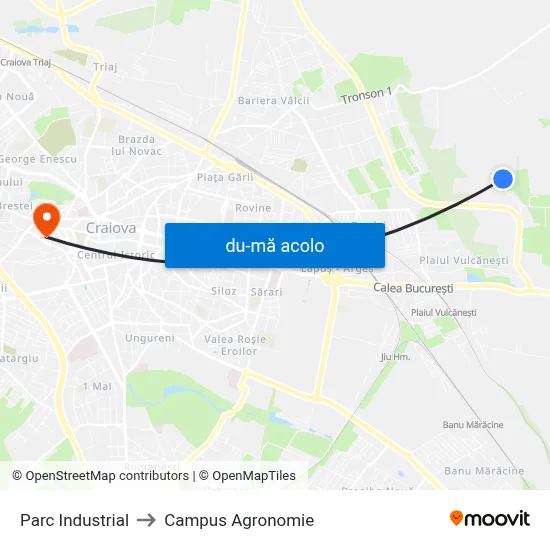 Harta de Parc Industrial către Campus Agronomie