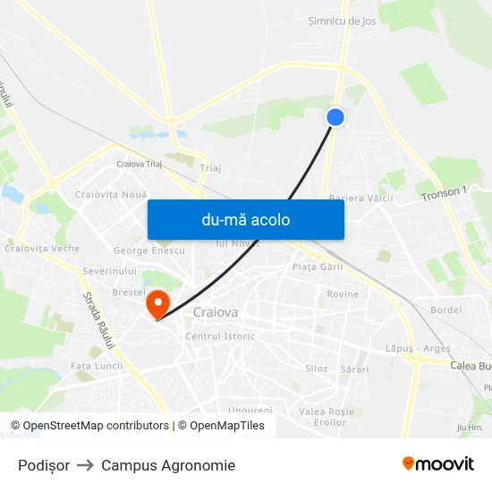 Harta de Podișor către Campus Agronomie