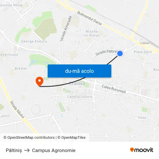 Harta de Păltiniș către Campus Agronomie