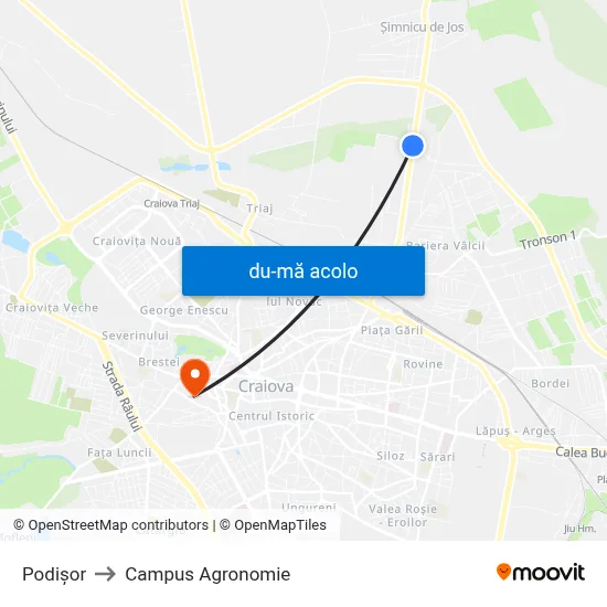 Harta de Podișor către Campus Agronomie