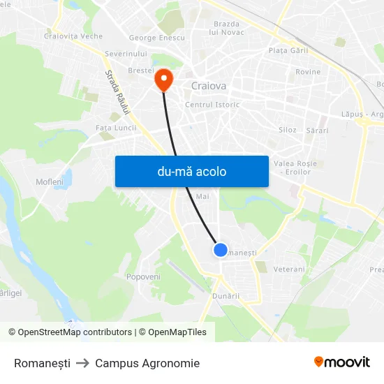 Harta de Romanești către Campus Agronomie