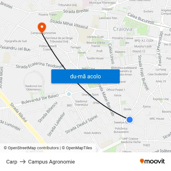 Harta de Carp către Campus Agronomie
