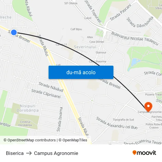 Harta de Biserica către Campus Agronomie