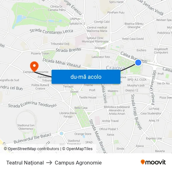 Harta de Teatrul Naţional către Campus Agronomie