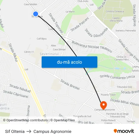 Harta de Sif Oltenia către Campus Agronomie