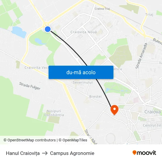 Harta de Hanul Craiovița către Campus Agronomie