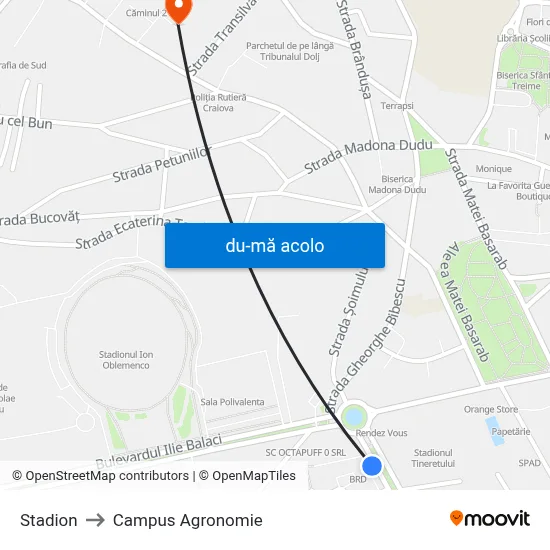 Harta de Stadion către Campus Agronomie