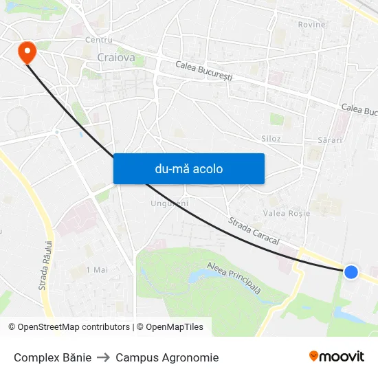 Harta de Complex Bănie către Campus Agronomie