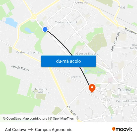 Harta de Anl Craiova către Campus Agronomie