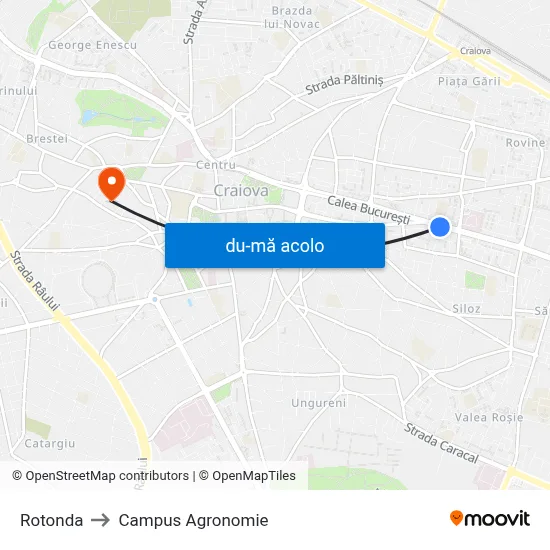 Harta de Rotonda către Campus Agronomie