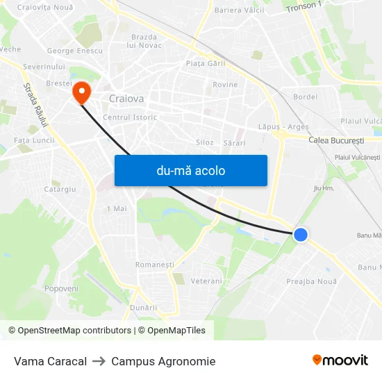 Harta de Vama Caracal către Campus Agronomie