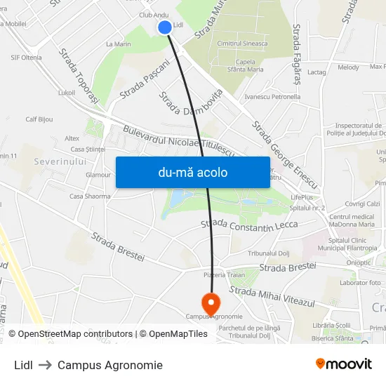 Harta de Lidl către Campus Agronomie