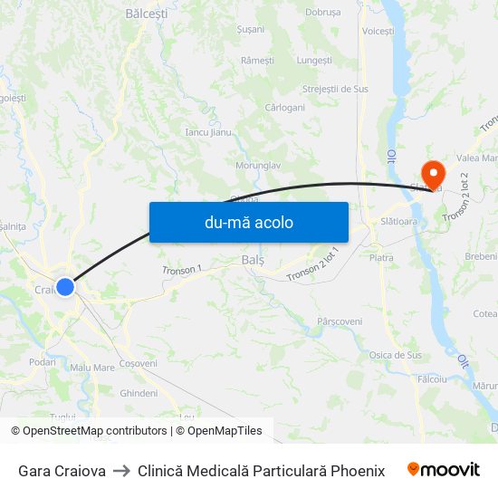 Harta de Gara Craiova către Clinică Medicală Particulară Phoenix