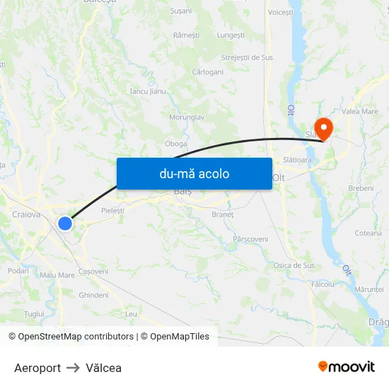 Harta de Aeroport către Vălcea