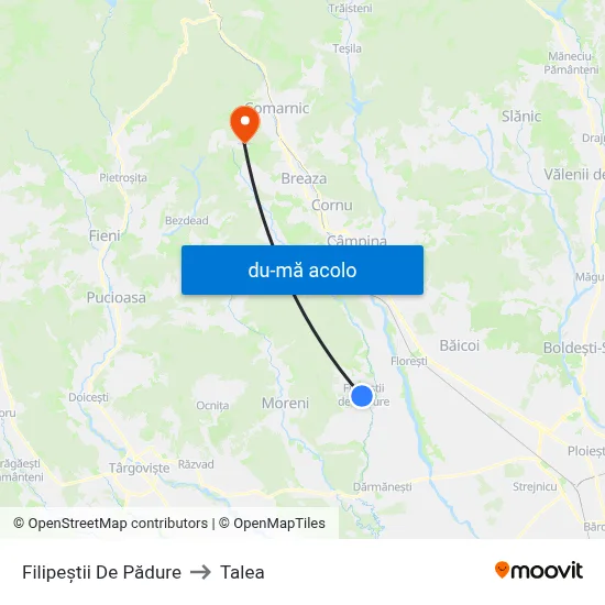 Harta de Filipeștii De Pădure către Talea