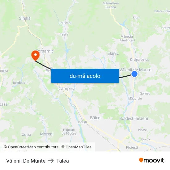 Harta de Vălenii De Munte către Talea