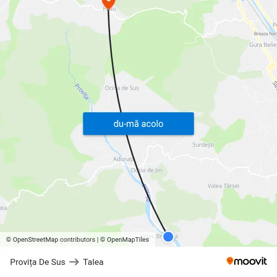 Harta de Provița De Sus către Talea