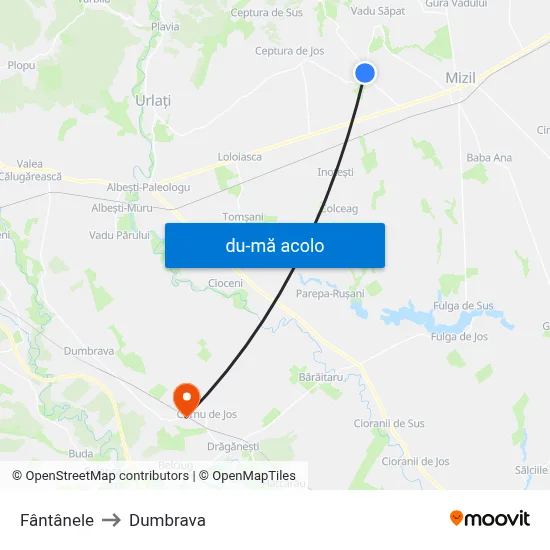 Harta de Fântânele către Dumbrava