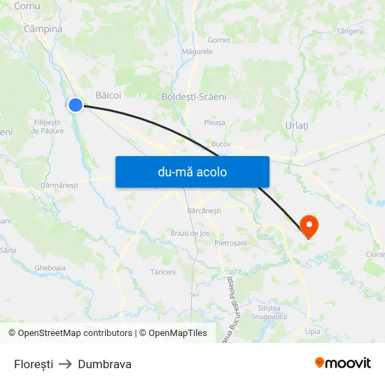 Harta de Florești către Dumbrava