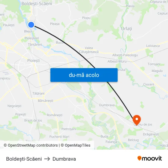 Harta de Boldești-Scăeni către Dumbrava