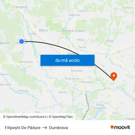 Harta de Filipeștii De Pădure către Dumbrava