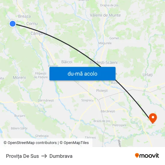 Harta de Provița De Sus către Dumbrava